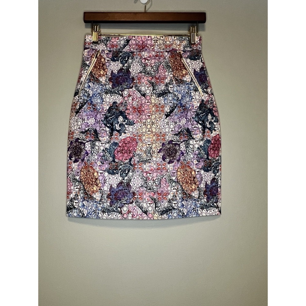 H&M Women's Skirt Size 6 Floral Print Zip Back NWOT